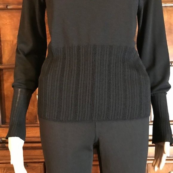 Kasper Pointelle Scallop Crochet Bow Neck Sweater - Picture 8 of 12